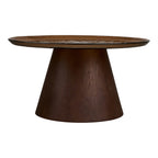 Table basse Orvieto plateau verre brun fût conique 80 cm vue de face