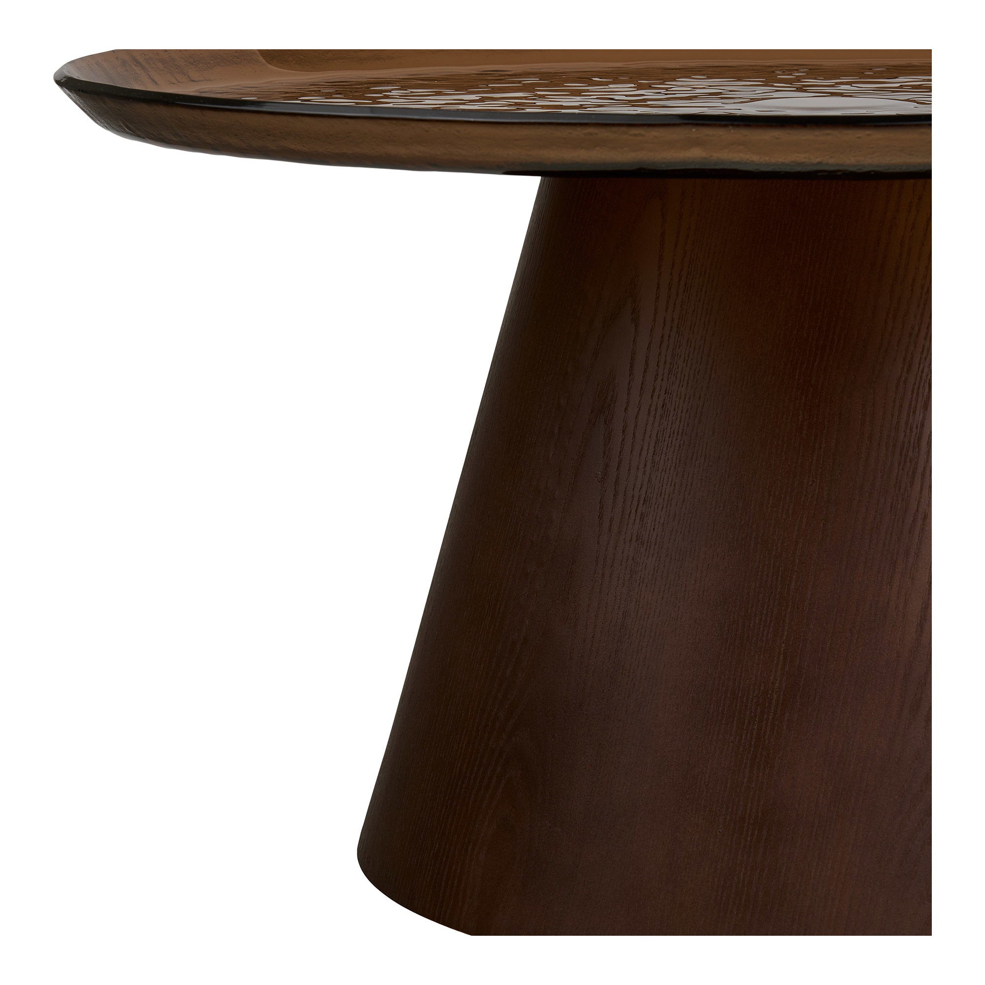 Table basse Orvieto plateau verre brun fût conique 80 cm vue de détail
