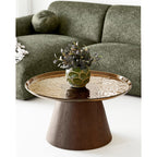 Table basse Orvieto plateau verre brun fût conique 80 cm vue de détail