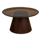 Table basse Orvieto plateau verre brun fût conique 80 cm