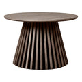 Table basse ronde Osaka chêne fumé piétement lattes vue de face Ø70 cm