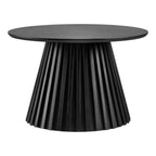 Table basse ronde Osaka chêne noir piétement lattes vue de face Ø70 cm