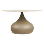 Table basse Pienza plateau effet travertin pied goutte kaki 70 cm vue de face