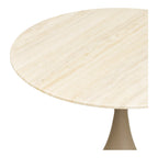 Table basse Pienza plateau effet travertin pied goutte kaki 70 cm vue de détail