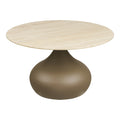 Table basse Pienza plateau effet travertin pied goutte kaki 70 cm