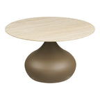Table basse Pienza plateau effet travertin pied goutte kaki 70 cm