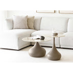 Table basse Pienza effet travertin pied goutte kaki lot de 2 vue de détail