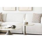 Table basse Pienza effet travertin pied goutte kaki lot de 2 en situation