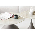 Table basse Pienza effet travertin pied goutte kaki lot de 2 en situation