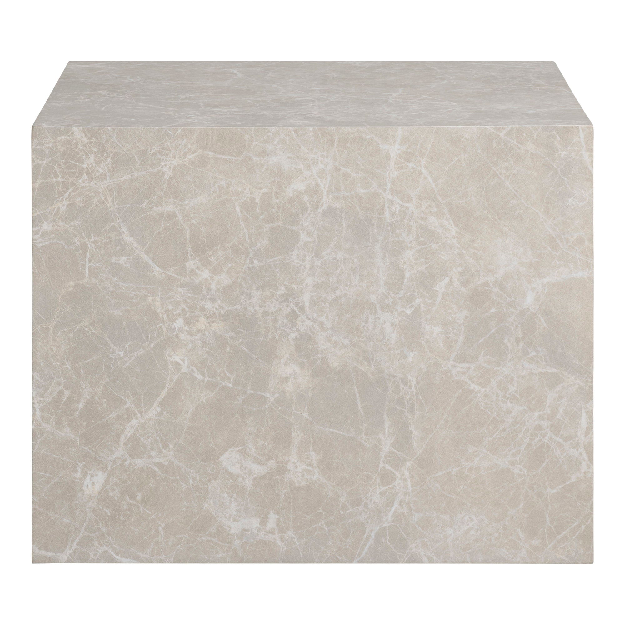 Table basse Prague marbre beige détail angle arête finition soignée