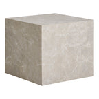 Table basse Prague marbre beige grande vue angle arêtes arrondies finition