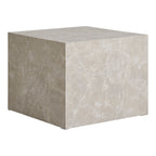 Set 2 tables basses Prague effet marbre beige vue profil proportions asymétriques