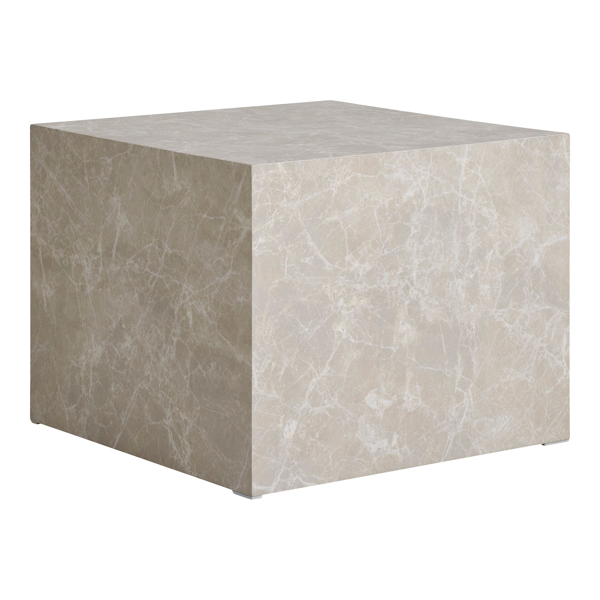 Set 2 tables basses Prague effet marbre beige vue profil proportions asymétriques