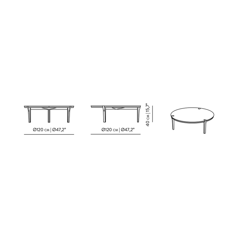 Dimensions Mesa de centro redonda Corner de mármol 120 cm