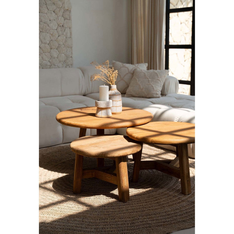Dimensions Table basse ronde Fusuma en teck naturel 80 cm