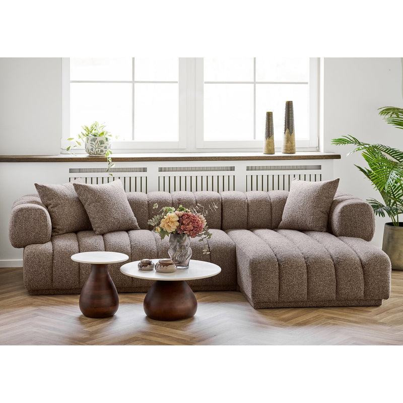 Dimensions Table basse ronde Heide marbre blanc et manguier 70 cm