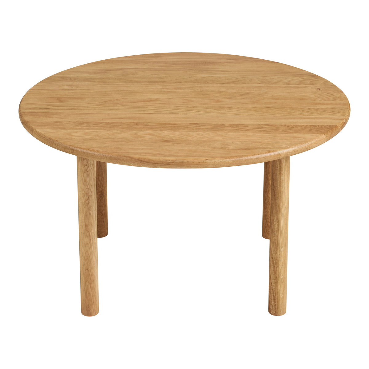 Table basse ronde Jena en chêne massif vue de face sur fond blanc