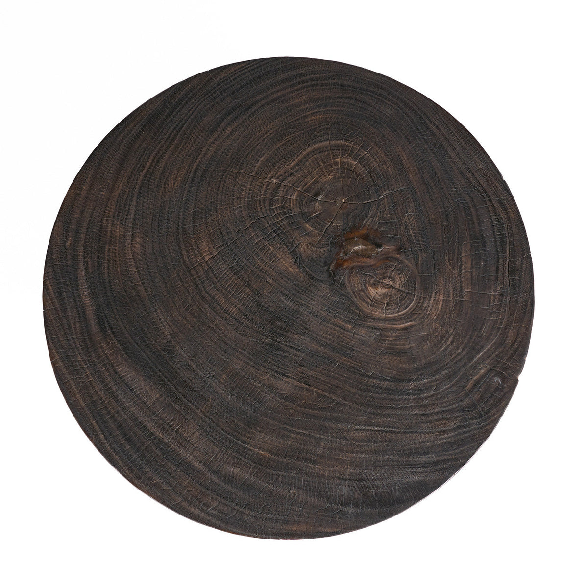 Plateau rond de la table Octo Chic vu de dessus avec ses cernes et ses nœuds
