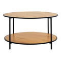 Table basse Vita ronde chêne naturel double niveau vue trois quarts ø80x45 cm fond blanc