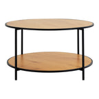 Table basse Vita ronde chêne naturel double niveau vue trois quarts ø80x45 cm fond blanc