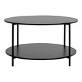 Table basse Vita ronde noir double niveau vue trois quarts ø80x45 cm fond blanc