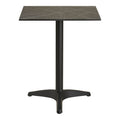 Table bistrot carrée plateau effet marbre noir pied aluminium tripode noir mat vue face fond blanc