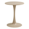 Table bistrot ronde pied tulipe acier laqué taupe mat vue de face fond blanc