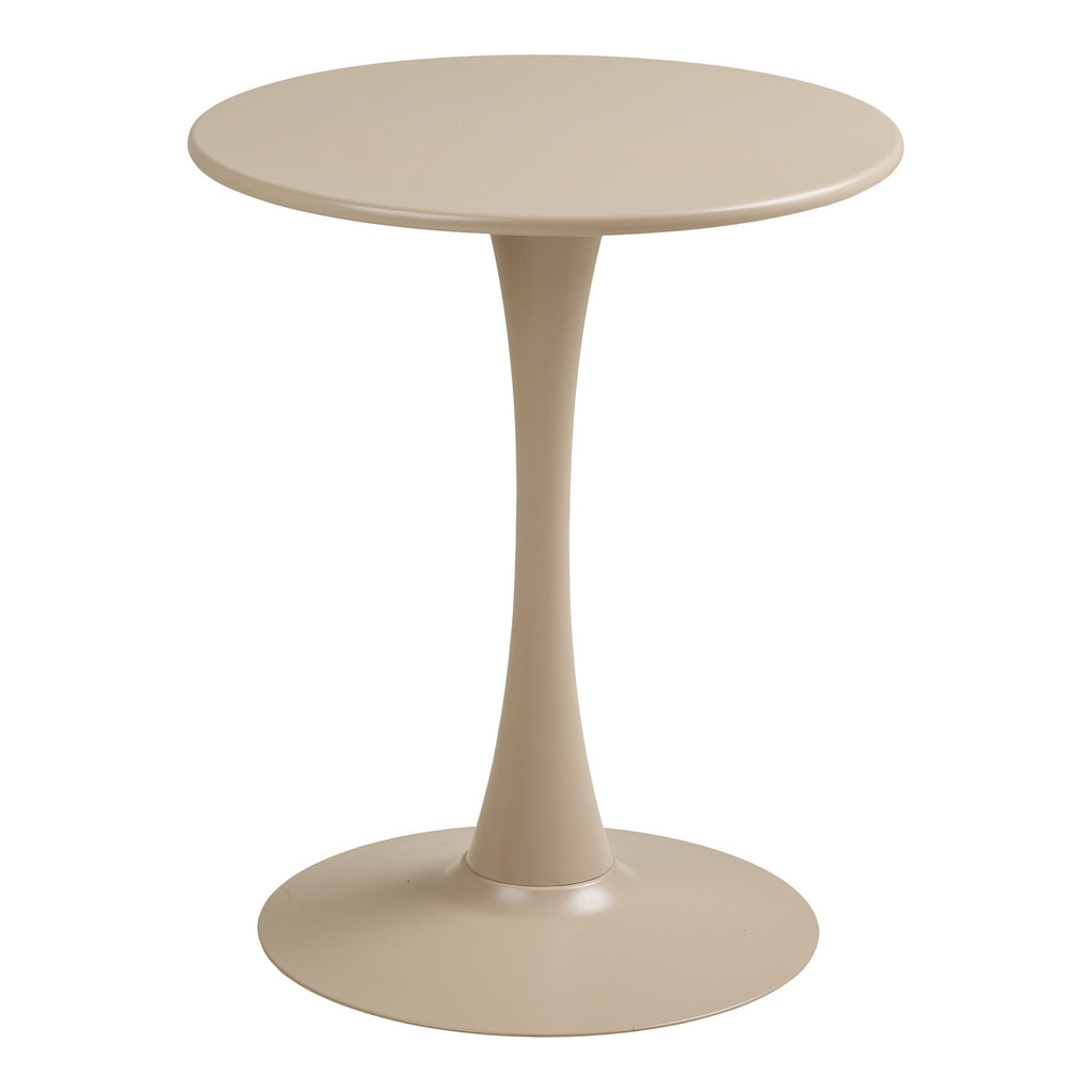 Table bistrot Meira acier taupe pied tulipe évasé vue de profil fond blanc