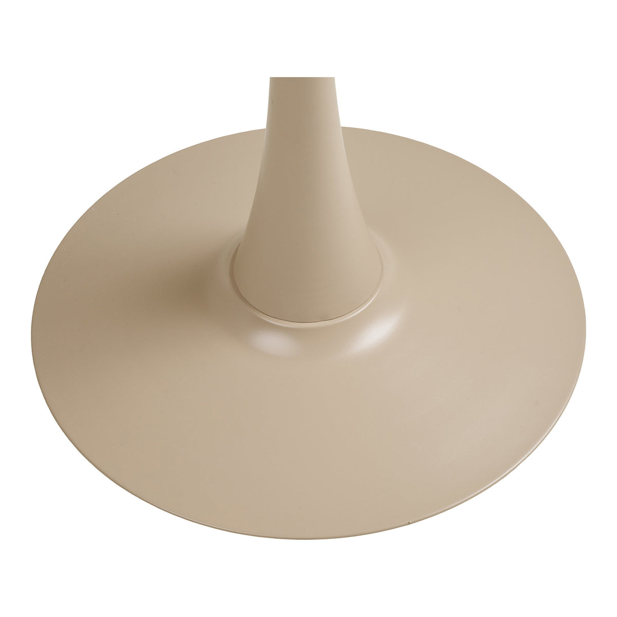 Détail de la base disque et du pied tulipe de la table bistrot Meira taupe