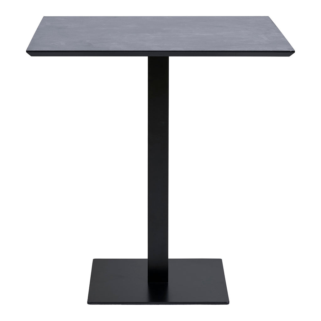 Table de café Fano plateau effet pierre sombre anthracite base métal noir 70x70x75 cm face