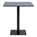 Table de café Fano plateau effet pierre sombre anthracite base métal noir 70x70x75 cm face