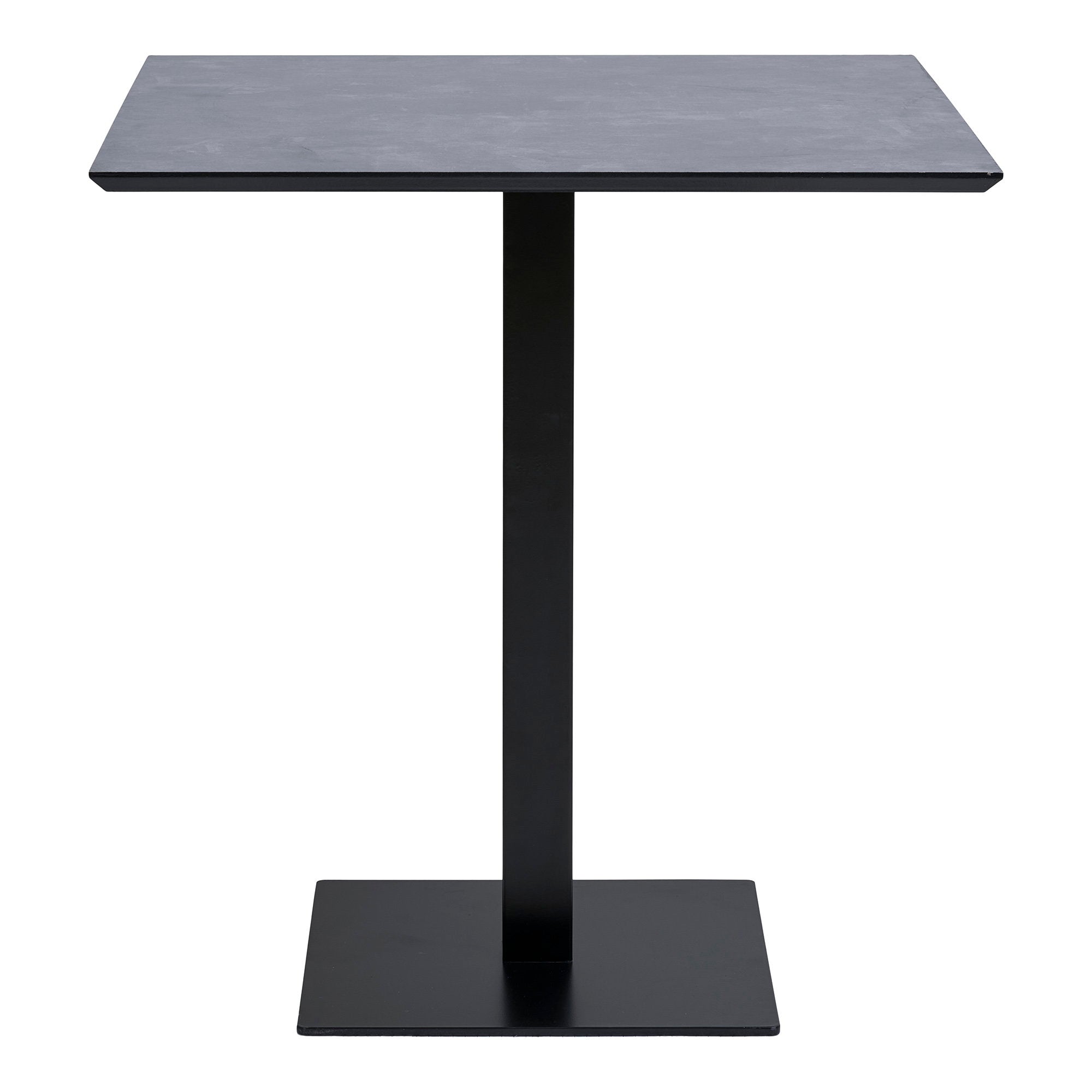 Table de café Fano plateau effet pierre sombre anthracite base métal noir 70x70x75 cm face