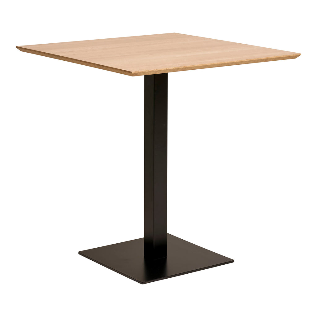 Table café Fano mélaminé naturel pied acier noir mat vue trois quarts