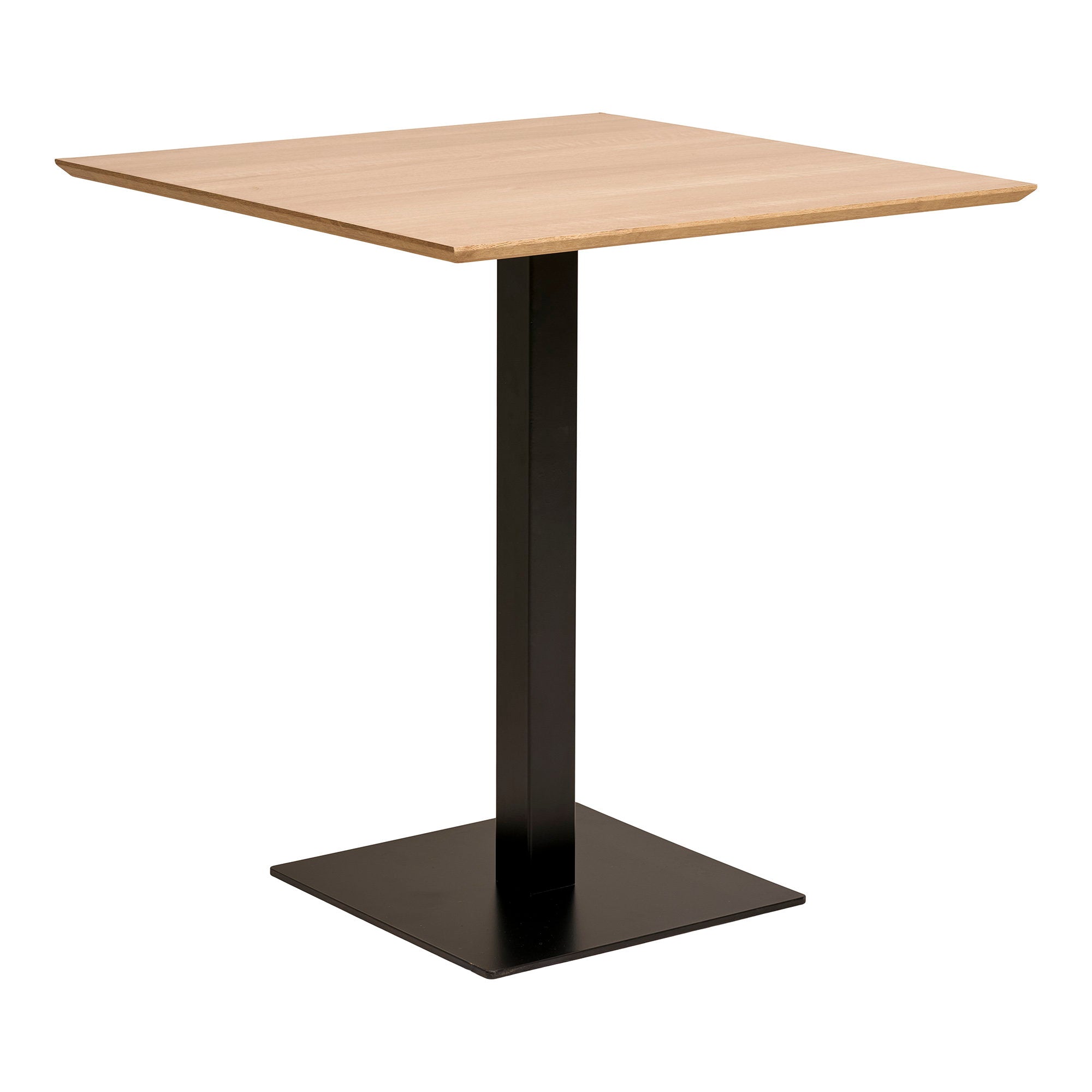 Table café Fano mélaminé naturel pied acier noir mat vue trois quarts