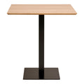 Table de café Fano plateau mélaminé chêne naturel base métal noir 70x70x75 cm vue face