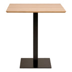 Table de café Fano plateau mélaminé chêne naturel base métal noir 70x70x75 cm vue face