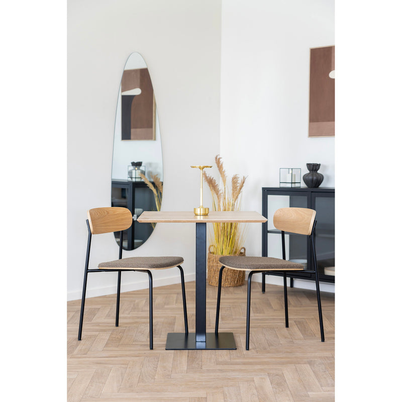 Dimensions Fano Coffee Table – Natural Melamine Top & Black Metal Base – 70 × 70 cm