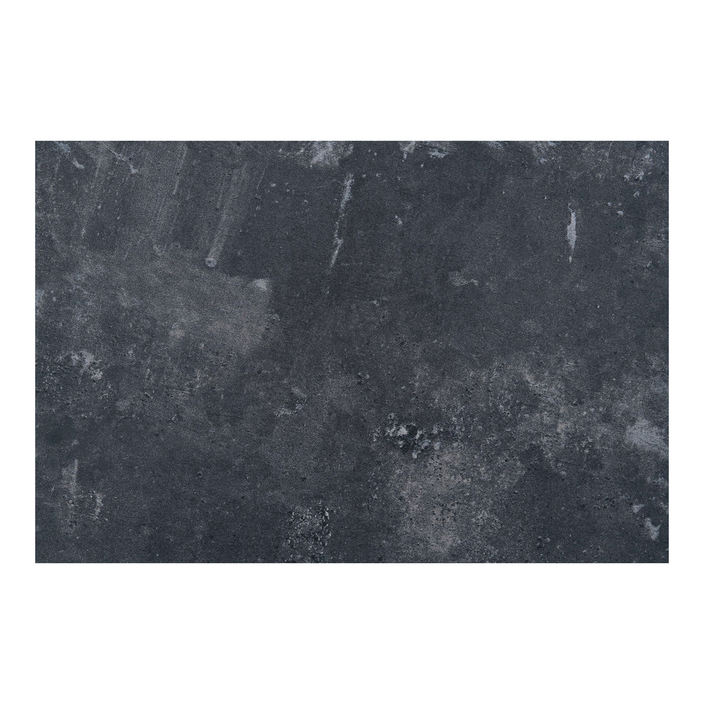 Gros plan texture surface mélaminé effet pierre sombre anthracite table Fano 70 cm