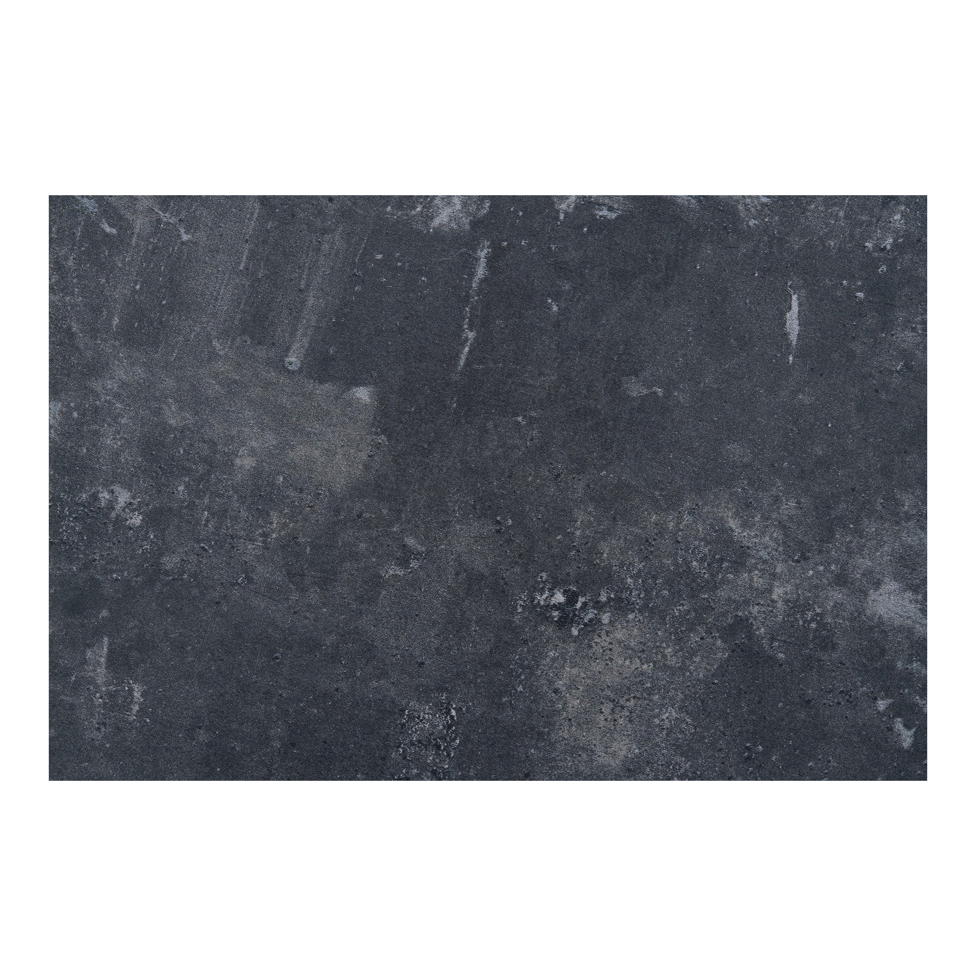 Gros plan texture surface mélaminé effet pierre sombre anthracite table Fano 70 cm
