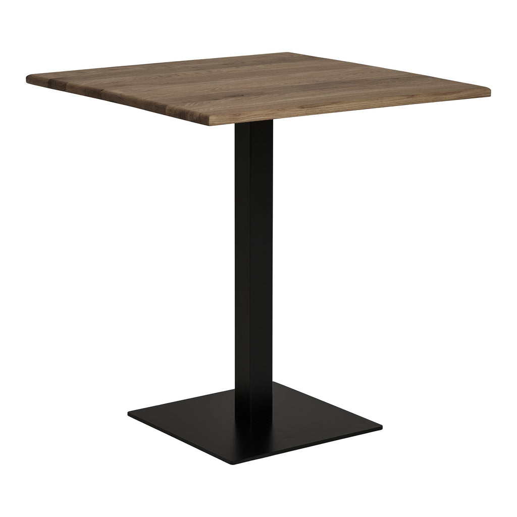 Table café Lignano chêne massif fumé pied acier noir mat vue trois quarts