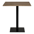 Table de café Lignano plateau chêne fumé base métal noir 70x70x75 cm vue de face
