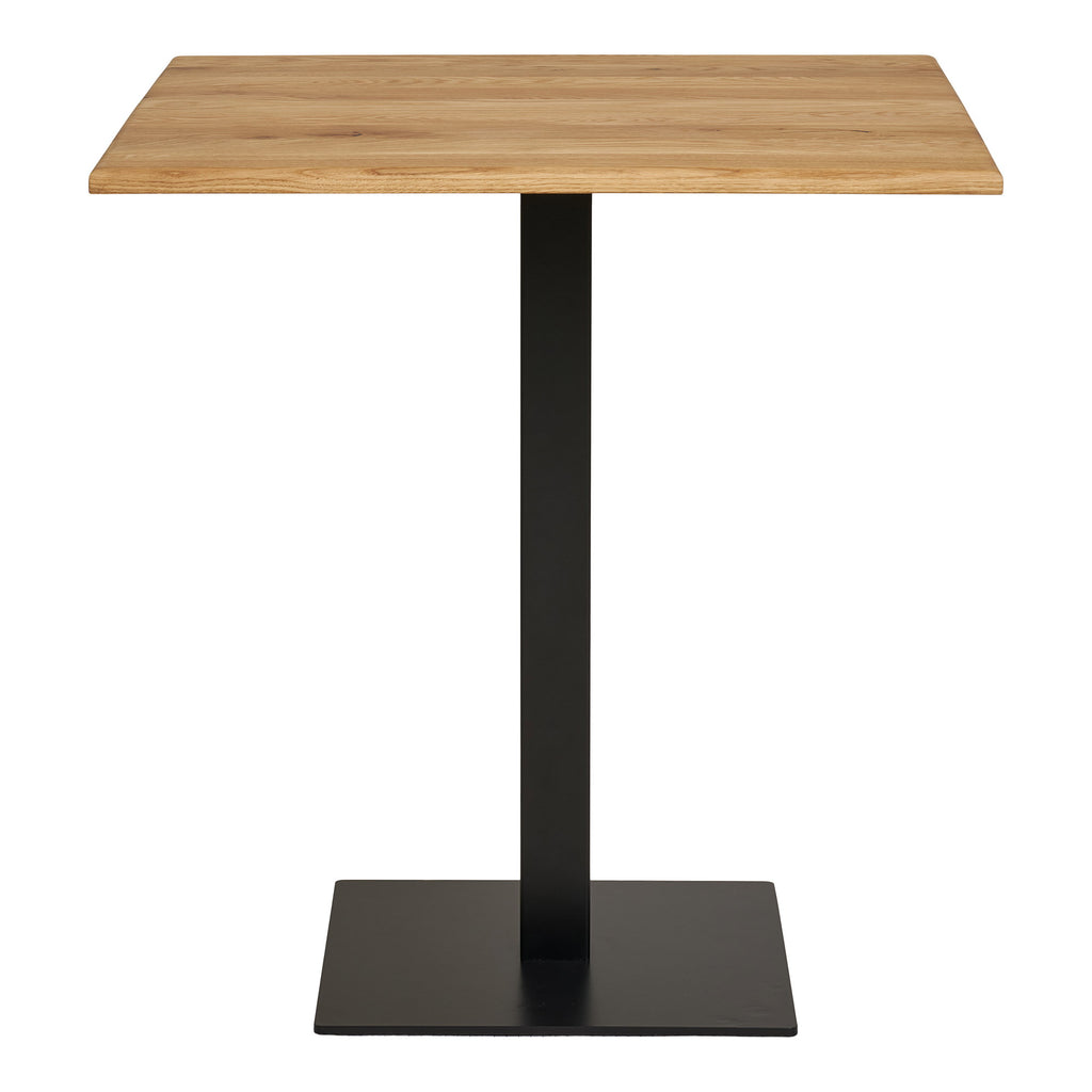 Table de café Lignano plateau chêne naturel base métal noir 70x70x75 cm vue de face