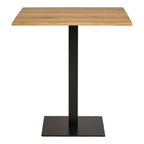 Table de café Lignano plateau chêne naturel base métal noir 70x70x75 cm vue de face