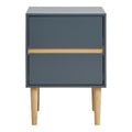 Table de chevet Bisley gris anthracite 2 tiroirs pieds pin naturel vue de face