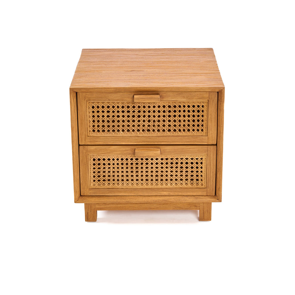 Table de chevet Harmony en teck et rotin, vue 4
