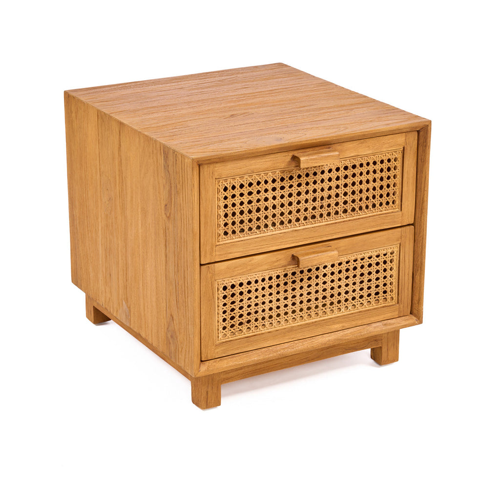 Table de chevet Harmony en teck et rotin, vue 5