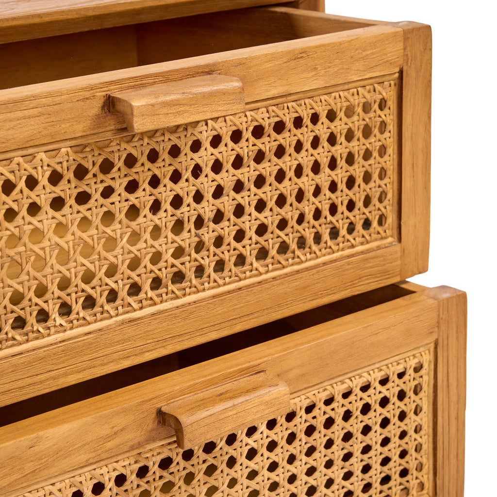Table de chevet Harmony en teck et rotin, vue 6