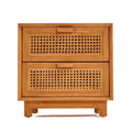 Table de chevet Harmony en teck et rotin