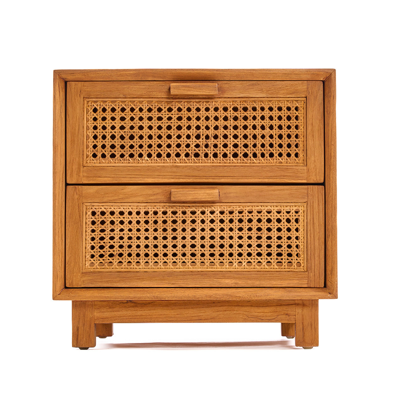 Table de chevet Harmony en teck et rotin