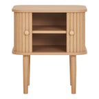 Table chevet Nikko naturel portes ouvertes étagère intérieure rangement vue face